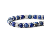 Ganbatte Handmade Beaded Bracelet, Natural Stone and Silver Stainless Steel, Boho Style Women's Jewelry - color: Lapis Lazuli
