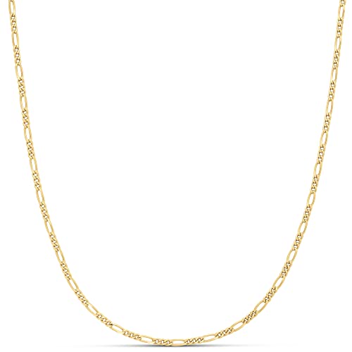 Amazon Essentials 14k Gold or Sterling Silver Plated Figaro Chain Necklace - color: Yellow Gold, size: 16", style: 2 mm