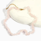 Raw Crystal Necklaces for Women 5-8mm Handmade Natural Stone Necklace Beaded Choker Necklace Healing Crystal Necklace Gemstone Necklace Raw Crystal Beaded Necklace for Her - style: Rose Quartz