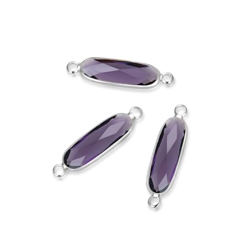 5pcs Adabele Grade A February Amethyst Purple Birthstone Connector Link 21mm Rectangle Bar Sterling Silver Plated Crystal Rhinestone Bead for DIY Craft Jewelry Making CCP9-S2 - color: February/Amethyst -Silver Plated, size: 21mm (0.83") - 5pcs