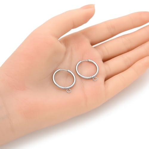 20pcs Adabele 316 Grade Surgical Stainless Steel Hypoallergenic 20mm Round Hoop Huggie Earring Hooks Open Ring (Strong 2mm Wire Gauge) Earrings Jewelry Making SEF21-3 - size: 20mm huggie (2mm wire gauge)