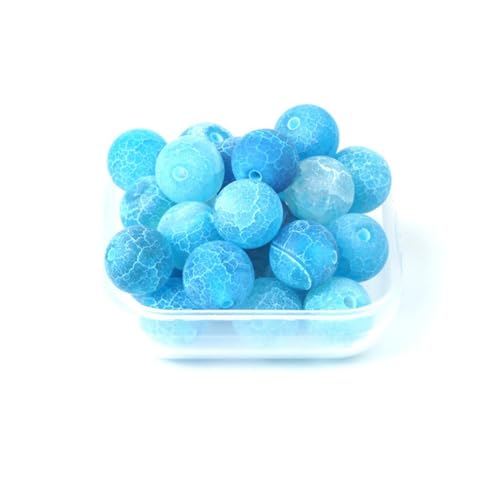100Pcs Natural Stone 6mm Blue Frosted Spider Net Agate Round Loose Gemstone Energy Healing Beads Hole Size 1mm DIY Smooth Beads for Bracelet Necklace Jewelry Making - color: Blue Frosted Spider Net Agate, size: 6mm