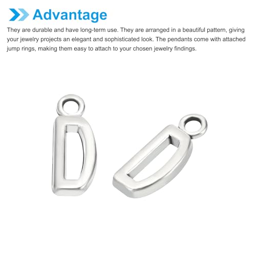 PATIKIL Letter Charm, 50pcs Alphabet Initial Pendant Charm Bulk DIY for Jewelry Making Bracelets Earrings Necklace - style: D