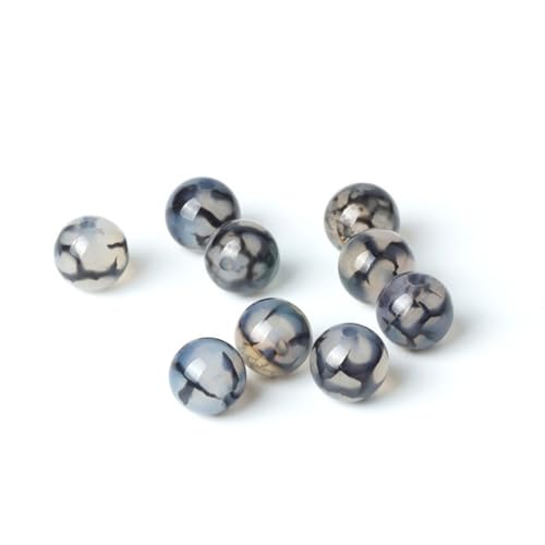 100Pcs Natural Stone 6mm Black Dragon Vein Agate Round Loose Gemstone Energy Healing Beads Hole Size 1mm DIY Smooth Beads for Bracelet Necklace Earrings Jewelry Making - color: Black Dragon Vein Agate, size: 6mm