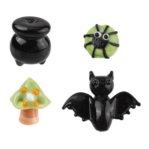 8Pcs Halloween Lampwork Beads Set - 4 Styles, Mixed Shapes & Colors (16-33mm), 1.2-2mm Hole, Handmade Glass Beads for Jewelry Making, DIY Crafts
