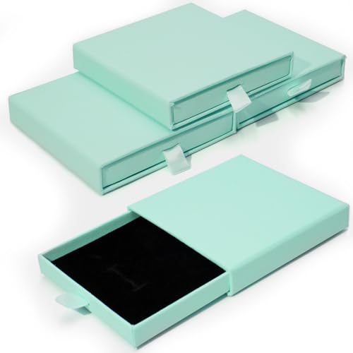 4 Pcs Jewelry Gift Box, 3.5×3.5x0.7Inch Cardboard Jewelry Boxes, Fancy Necklace Bracelet Earring Drawer Organizer Box, Kraft Empty Jewellery Boxes for Necklace Ring Earring Display Box(Blue) - color: Blue