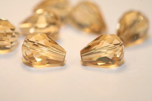 24pcs Adabele Austrian 8mm Faceted Teardrop Loose Crystal Beads Golden Yellow Champagne Compatible with 5500 Swarovski Crystals Preciosa SST-828 - color: Gold Champagne, size: 8mm x 6mm - 24pcs