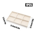 Velvet Jewelry Organizer Trays Beige Stackable Jewelry Storage Display Tray with Removable Dividers, 6 Grids - color: Beige