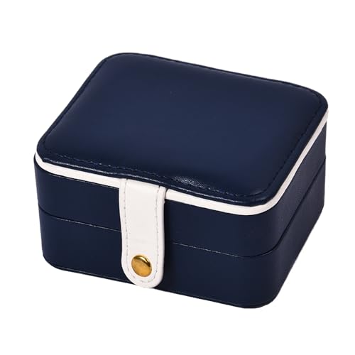 Travel Jewelry Box, Easy Carried Small Jewelry Organizer for Women Girls, PU Leather Mini Holder Box Storage Case Portable, Necklace, Earring, Rings, Bracelets, Blue, Square - color: Blue ( Square )