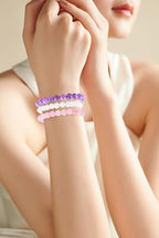 2/3-Pieces 4mm 6mm 8mm Natural Crystal Gemstone – Handmade Reiki Energy Healing Stretch Bracelets Jewelry for Yoga, Meditation, Unisex - color: 3 Pieces (Amethyst&PinkQuartz&WhiteJade), size: 8mm