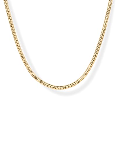 PAVOI 14K Gold Plated Chunky Chain Choker Necklaces for Women | Gold Statement Graduated Link Chain Necklace | Bold Oval Link Barbell Links Paperclip Chains - style: Snake - 3MM