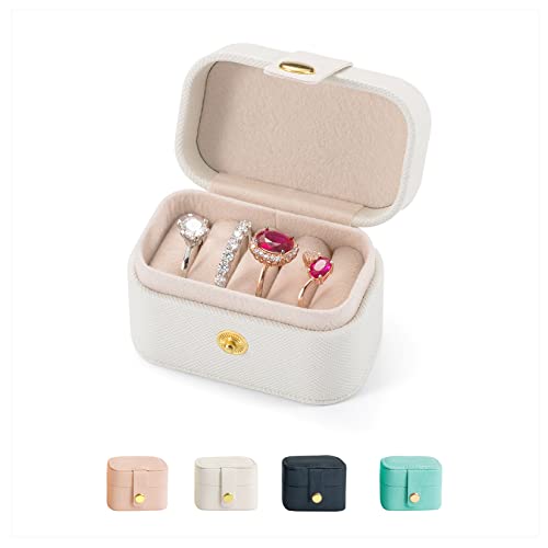 Travel Jewelry Ring Case,Small Jewelry Ring Box,Ring Holder,Mini Jewelry Case Portable Storage Case, for Women Girls, for Travel,Business,Wedding,Bridesmaid Gift (White) - color: R1 - White