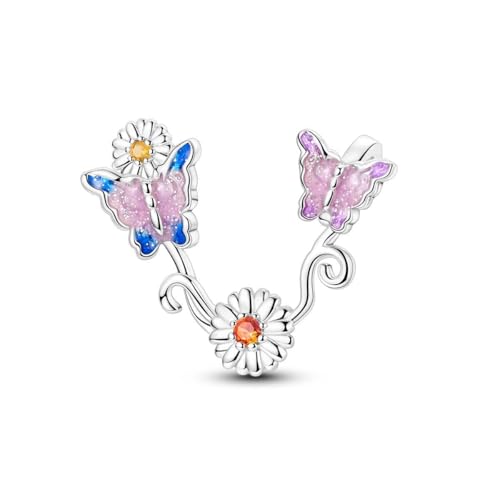 LAZA 925 Sterling Silver Charm for Bracelet Necklace Dangle Love Mom Butterfly Party Charm Beads Pendants DIY Jewelry for Women - color: Butterfly Gerbera