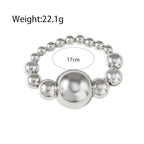 Acrylic Chunky Gold Beaded Bracelet for Women,Extra Big Round Ball Bead Chain Stretch Bracelet,Exaggerated Faux Pearl Bracelets Prom Party Jewelry - color: Silver