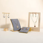 GemeShou Grey Necklace display stand, Velvet Jewelry necklace display holder for selling, small metal earring neck storage organizer, online jewelry photography props【Grey】 - color: grey
