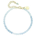 Faceted Bracelet for Women, Certified 925 Sterling Silver with 18K Gold Vermeil Healing Crystal Bracelets for Women - Crystals and Healing Stone Bracelet Women Jewelry for Gift - color: Aquamarine