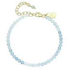 Faceted Bracelet for Women, Certified 925 Sterling Silver with 18K Gold Vermeil Healing Crystal Bracelets for Women - Crystals and Healing Stone Bracelet Women Jewelry for Gift - color: Aquamarine