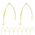 BEADNOVA V Shape Ear Wire Long Earring Wire Ear Hook for Dangle Earring Making Jewelry Making Earwire DIY (Gold 43mm, 10pcs) - color: Gold