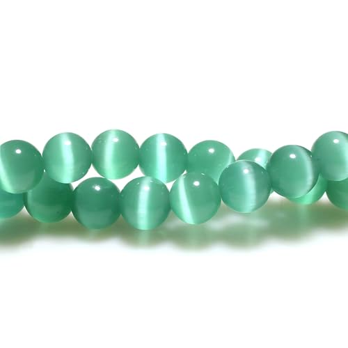 MJDCB 30pcs Blue Green Cat Eye Stone Beads 12mm Round Crystal Loose Bead for Jewelry Making DIY Bracelets Necklace - color: Blue Green, size: 12mm(30pcs)