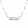 Horizontal Bar Necklace for Women, Sterling Silver or 14K Gold Plated Silver, Minimalist, CZ Diamond, Dainty Bar Pendant - Unique Jewelry Gift - style: Full Pavé - Silver