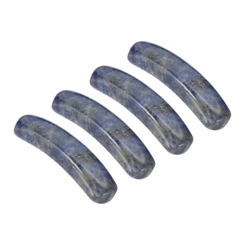 PATIKIL 4 Pcs Natural Stone, 36 x 10 mm Natural Curved Clear Quartz Stone Crystal Handmade Jade Flat Beads for DIY Crafting, Blue Vein Stone - color: Blue Vein Stone