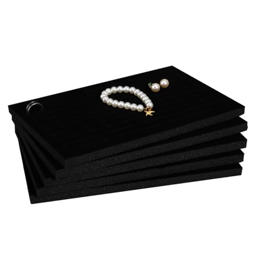 DOITOOL Black Velvet Ring Organizer Foams, 5 Pack Jewelry Box Foams Inserts for Earrings, Sponge Holder Pad, Storage Showcase Display Tray for Jewelry Showcase, Storage Display (11x7in)