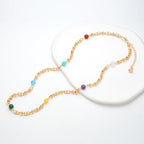 MTMY Beaded Necklaces for Women 14K Gold Plated Dainty Colorful Green/Rose Beaded Pearl Choker Necklace Delicate Boho Choker Necklace Jewelry Gift - style: 7 Color beads