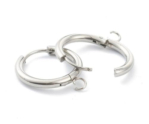 20pcs Adabele 316 Grade Surgical Stainless Steel Hypoallergenic 18.5mm Round Hoop Huggie Earring Hooks Open Ring (Strong 2.5mm Wire Gauge) Earrings Jewelry Making SEF13 - size: 18.5mm huggie (2.5mm wire gauge)