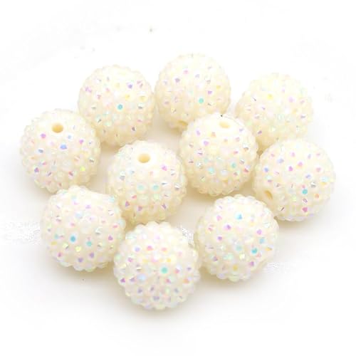 50pcs 20mm Large Size Rhinestone Disco Ball Beads Round Spacer Color Painted Charms for Jewelry Bracelet Necklace Pen Bag Chain Making Crafts Beading Supplies (20mm Beige Rhinestone) - color: 20mm beige rhinestone