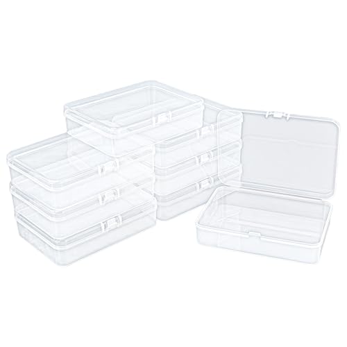 8-Pack Rectangular Plastic Storage Containers Box with Hinged Lid for Beads and Crafts, 4.5 x 3.3 x 1.1 inch / 115 x 85 x 28 mm (Translucent) - size: 4.5 x 3.3 x 1.1 inch