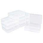 8-Pack Rectangular Plastic Storage Containers Box with Hinged Lid for Beads and Crafts, 4.5 x 3.3 x 1.1 inch / 115 x 85 x 28 mm (Translucent) - size: 4.5 x 3.3 x 1.1 inch