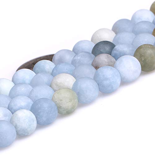 GEM-Inside Natural 8mm Aquamarine Quartz Gemstone Loose Beads Frosted Round A Grade Crystal Energy Stone Power for Jewelry Making 15" - color: Aquamarine, size: 8mm