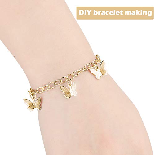 Hicarer 45 Pieces Bracelet Chains with OT Toggle Clasp Stainless Steel Bracelet Link Chains DIY Jewelry Making Supplies for Women Jewelry Crafts(Gold) - color: Gold