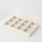Stackable Jewelry Organizer Tray For Drawers,White Leather Small Earring Storage Tray,Bracelet And Necklace Display Box,Jewelry Ring Display Case (12 Grids) - style: 12 Grids