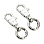 2pcs Double Opening Snap Hooks Heavy Duty Metal Push Gate Swivel Lobster Clasp Keychain Clip Purse Making Accessories (Silver) - color: Silver