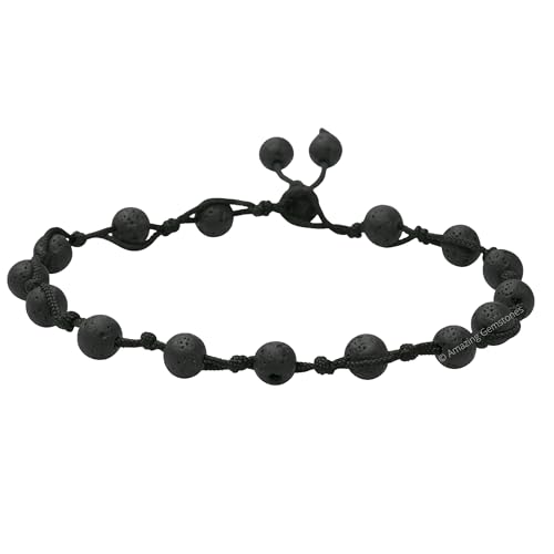 Amazing Gemstone Crystal Anklet Ankle Bracelets for Women - Waterproof Beaded Healing Crystal Anklets, Plus Size Chakra Gemstone Bead Anklet - color: Lava Stone, style: Hand Knotted
