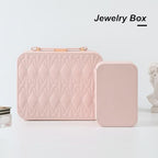 Large Jewelry Travel Organizer, Large Travel Jewelry Box with Removable Jewelry Tray, 2-Layer Jewelry Boxes for Women, Pink - color: A Gentle Pink