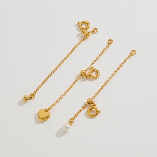 FAMARINE Gold Silver Necklace Extender Chains for Women - color: gold F