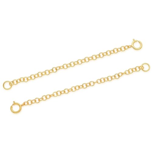 1pc Adabele Real Yellow Gold Plated Sterling Silver Round Link Cable Chain Extender Clasp Strong Removable Adjustable 4 inch Extension for Necklace Bracelet Anklet Jewelry Making SS106-4 - color: Gold plated Sterling Silver, size: 4 inch