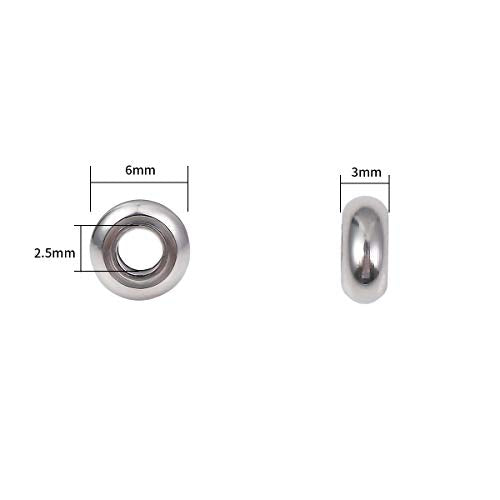 BEADIA Stainless Steel Spacer Beads 6x3mm Rondelle Loose Charm Caps Beads for DIY Jewelry Making 100pcs with 2.5mm Hole - color: 6x3mm 2.5mm