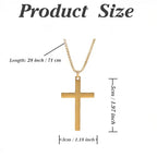 Cross Necklace for Men Silver Premium Alloy Solid Color Cross Pendant Necklace for Men Women Teens - color: Gold-Stainless Steel-28inch