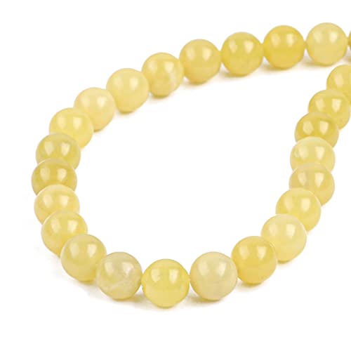 BEADIA Natural Lemon Jade Stone Round Loose Semi Gemstone Beads for Jewelry Making 10MM 38PCS - color: Lemon Jade, size: 10mm