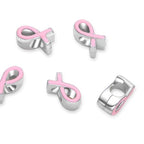 40pcs Pink Ribbon Symbol of Awareness Large Hole Enamel Loose Beads (4.5mm Hole) Antique Silver Metal Spacer for DIY Craft Jewelry Making MEC-C14 - size: Pink Ribbon