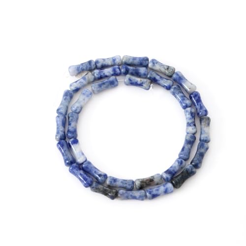 5x12mm Natural Blue Sodalite Stone Bamboo Shape Gem Healing Energy Loose Spacer Beads for DIY Necklace Bracelet Earring - color: Blue Sodalite