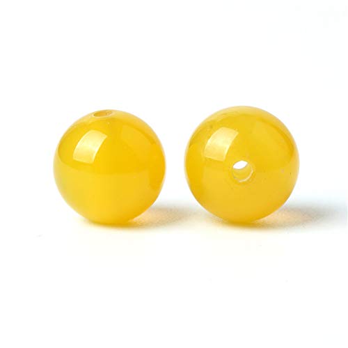 100Pcs Natural Stone 6mm Yellow Agate Round Loose Gemstone Energy Healing Beads Hole Size 1mm DIY Smooth Beads for Bracelet Necklace Earrings Jewelry Making - color: Yellow Agate, size: 6mm