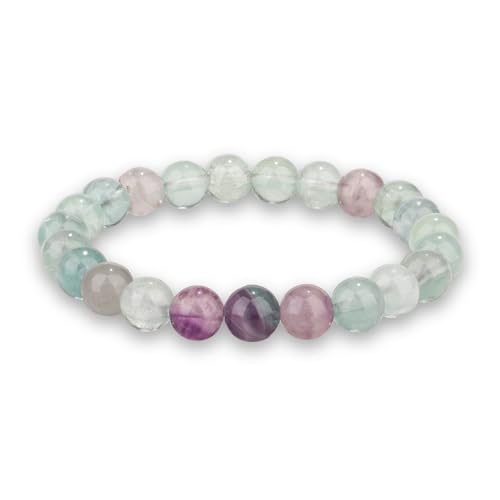 Crystal Vibe 8mm Beaded Bracelets For Women Men - Healing Crystal Bracelet - Adjustable Size - color: fluorite