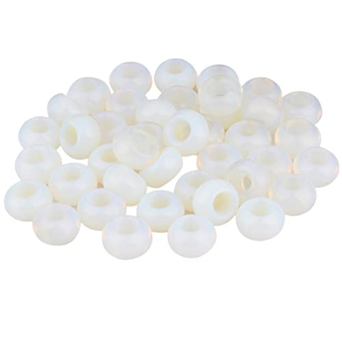 SUNYIK Opalite Large Hole (6mm) Rondelle Loose Charms European Bead fits Bracelet,Jewelry Makings Pack of 20 - color: White-Opalite, size: 14x8mm