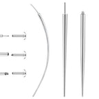 Piercing Taper Insertion Tool for Changing Jewelry – 18G Stainless Steel Piercing Ball Grabber Tool Sets with Threadless Insertion Pin & Curved Threader Tools for Ear Nose Lip Body - color: 18G(1.0mm)
