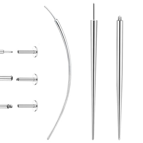 Piercing Taper Insertion Tool for Changing Jewelry – 18G Stainless Steel Piercing Ball Grabber Tool Sets with Threadless Insertion Pin & Curved Threader Tools for Ear Nose Lip Body - color: 18G(1.0mm)
