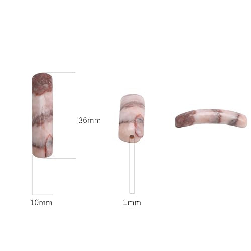 BEADIA Natural Curved Pink Zebra Stone Beads 36x10mm 4pcs for DIY Bracelet Jewelry Making - color: Pink Zebra